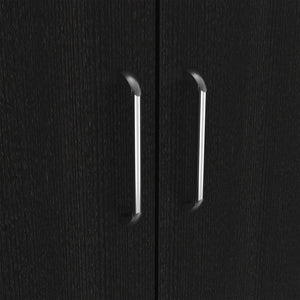 English Elm 3 Piece Bedroom Set London Armoire & Egeo Nightstands in Black/Pine — Easy Assembly, Durable Wood Finish, Pre-Drilled Guides B0200S00234