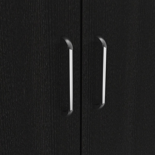 English Elm 3 Piece Bedroom Set London Armoire & Egeo Nightstands in Black/Pine — Easy Assembly, Durable Wood Finish, Pre-Drilled Guides B0200S00234