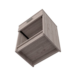 English Elm Nightstand - 21"H Compact Design With One Drawer & Open Shelf, Light Gray For Stylish Storage Solutions B097132928