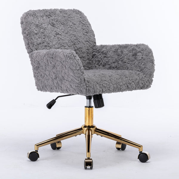 English Elm A&A Plush Office Chair with Alpaca Faux Wool, Wide Deep Seat, 40° Recline & Stable 320mm Base Gray W1143P154103