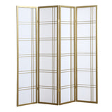 English Elm Seto 4-Panel Room Divider Screen, Gold