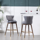 English Elm Leland Fabric Upholstered Wingback Bar Stools, Set Of 2, Gray