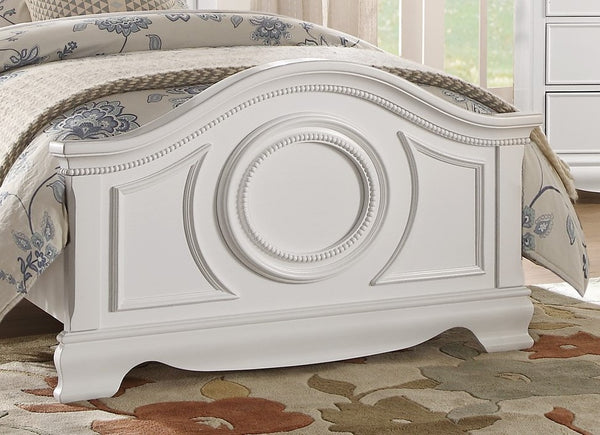 English Elm Classic White Finish Panel Bed - Timeless Full Size Bedroom Furniture With Elegant Design & Durability B011S00815