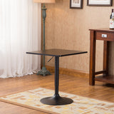 English Elm Belham Black Square Top Adjustable Height With Black Leg and Base Metal Bar Table