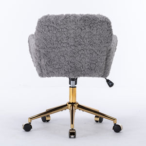 English Elm A&A Plush Alpaca Wool Office Chair with Adjustable 40° Recline, Wide Deep Seat and Sturdy 320mm Base Gray W1143P154103