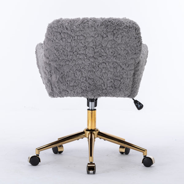 English Elm A&A Plush Alpaca Wool Office Chair with Adjustable 40° Recline, Wide Deep Seat and Sturdy 320mm Base Gray W1143P154103