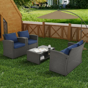 English Elm Patio Furniture Sets: Stylish & Durable Outdoor Seating With Plush Cushions, Weather-Resistant Design W1703S00008-GIGA