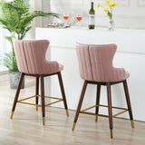 English Elm Leland Fabric Upholstered Counter Height Wingback Stools, Set Of 2, Pink