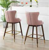 English Elm Leland Fabric Upholstered Wingback Bar Stools, Set Of 2, Pink