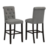 English Elm Leviton Solid Wood Tufted Asons Barstool, Set Of 2, Grey