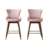 English Elm Leland Fabric Upholstered Counter Height Wingback Stools, Set Of 2, Pink