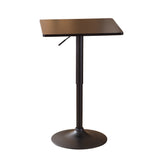 English Elm Belham Black Square Top Adjustable Height With Black Leg and Base Metal Bar Table