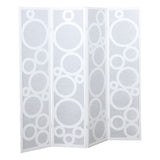 English Elm Arvada 4-Panel Wood Room Divider With Circle Pattern, White