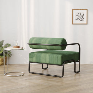English Elm 27"l Corduroy Accent Chair Iron Frame Shell Seat for Small Living Rooms and Balconies W1669P153997