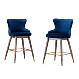 English Elm Leland Fabric Upholstered Counter Height Wingback Stools, Set Of 2, Blue