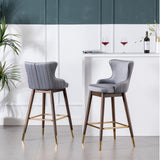 English Elm Leland Fabric Upholstered Wingback Bar Stools, Set Of 2, Gray