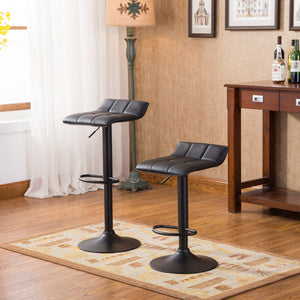 English Elm Belham Swivel Black Bonded Leather Adjustable Bar Stool, Set Of 2