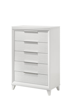 English Elm Cressida - Modern White Chest With Textured Drawers And Durable Design For Stylish Bedroom Storage B132P162305