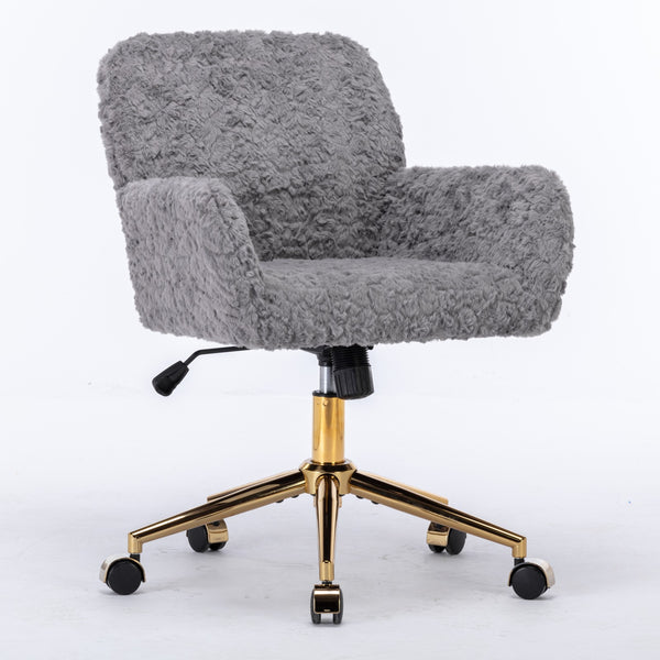 English Elm A&A Plush Alpaca Wool Office Chair with Adjustable 40° Recline, Wide Deep Seat and Sturdy 320mm Base Gray W1143P154103