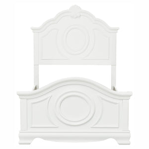 English Elm Classic White Panel Twin Bed – Timeless Traditional Design With Bead Molding And Shell Motif B011S00816