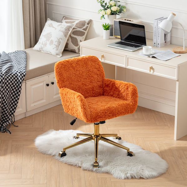 English Elm A&A Plush Alpaca Wool Office Chair with Adjustable 40° Recline, Wide Deep Seat and Sturdy 320mm Base Orange W1143P154104