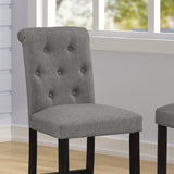 English Elm Leviton Solid Wood Tufted Asons Barstool, Set Of 2, Grey