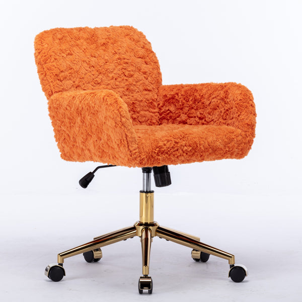 English Elm A&A Plush Alpaca Wool Office Chair with Adjustable 40° Recline, Wide Deep Seat and Sturdy 320mm Base Orange W1143P154104