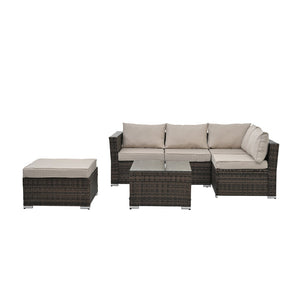 English Elm Patio 4-Piece Wicker Furniture Set With Glass Coffee Table, Cushions For Ultimate Outdoor Comfort W1703S00017-GIGA