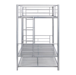 English Elm METAL Silver Bunk Bed with Pull-Out Trundle, Sturdy Steel Frame, Space-Saving, Quiet, Safe Stairs W2297P165044