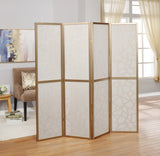 English Elm Giyano 4 Panel Screen Room Divider, Gold