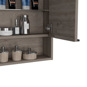 English Elm Medicine Cabinet With Open Shelf & 3 Adjustable Shelves - Stylish Light Gray Design For Bathrooms B097133185