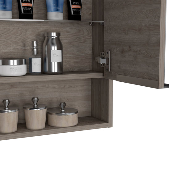 English Elm Medicine Cabinet With Open Shelf & 3 Adjustable Shelves - Stylish Light Gray Design For Bathrooms B097133185