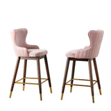 English Elm Leland Fabric Upholstered Wingback Bar Stools, Set Of 2, Pink