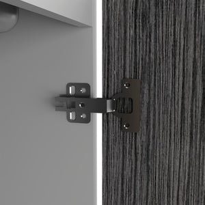 English Elm Wall Cabinet 19"H With Two Doors & Internal Shelves - Stylish White & Smoked Oak Storage Solution B097133160-GIGA