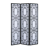 English Elm Sudoku 3 Panel Room Divider Screen, Black