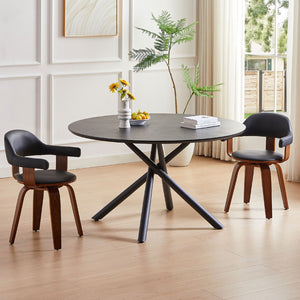 English Elm 53.14'' Round Mdf Top Coffee Table with Iron Cross Leg Base for Modern Living Rooms W876S00247