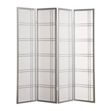 English Elm Seto 4-Panel Room Divider Screen, Silver