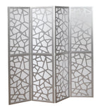 English Elm Giyano 4 Panel Screen Room Divider, Sliver