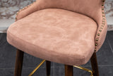 English Elm Nevis Mid-Century Modern Faux Leather Tufted Nailhead Trim Barstool Set Of 2, Pink