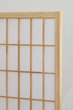 English Elm 4 Panel Oriental Shoji Screen / Room Divider, Natural