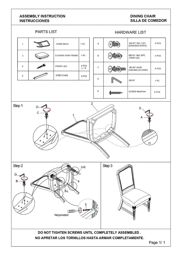 English Elm Beautiful Dark Brown 2pc Dining Chairs with Gray Upholstered Seat & Back, Wooden Frame, 21.5x20.5x43" B011P165074