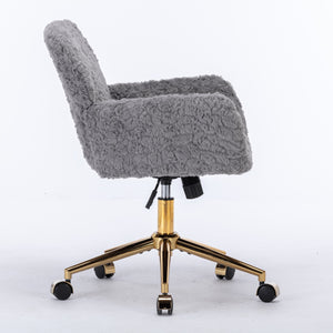 English Elm A&A Plush Alpaca Wool Office Chair with Adjustable 40° Recline, Wide Deep Seat and Sturdy 320mm Base Gray W1143P154103