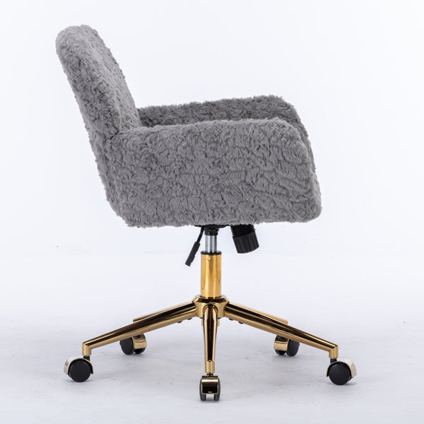 English Elm A&A Plush Alpaca Wool Office Chair with Adjustable 40° Recline, Wide Deep Seat and Sturdy 320mm Base Gray W1143P154103
