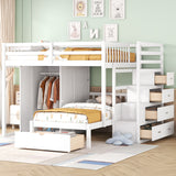 Hearth and Haven Charles Full over Twin Bunk Bed with Wardrobe and 5 Drawers, White LT001606AAK