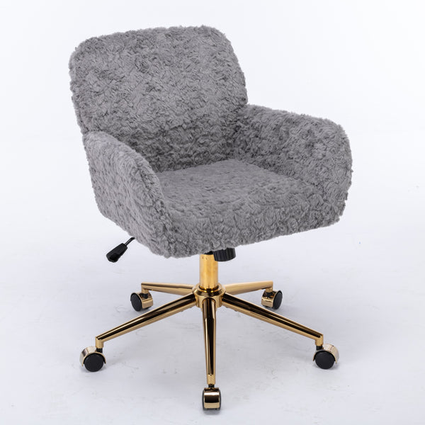 English Elm A&A Plush Office Chair with Alpaca Faux Wool, Wide Deep Seat, 40° Recline & Stable 320mm Base Gray W1143P154103
