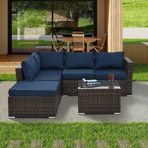English Elm Patio 4-Piece Pe Wicker Furniture Set With Tempered Glass Table - Stylish, Durable, And Comfortable! W1703S00018-GIGA