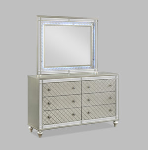 English Elm Cristian Dresser - Elegant Champagne Finish With Dovetail Drawers & Mirror Accents For Any Bedroom B132P161940