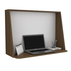 English Elm Wall Desk Mahogany/White Wall-Mounted Space-Saver Shelf with Blackboard Back, Easy Installable Stylish B097133197