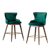 English Elm Leland Fabric Upholstered Counter Height Wingback Stools, Set Of 2, Green