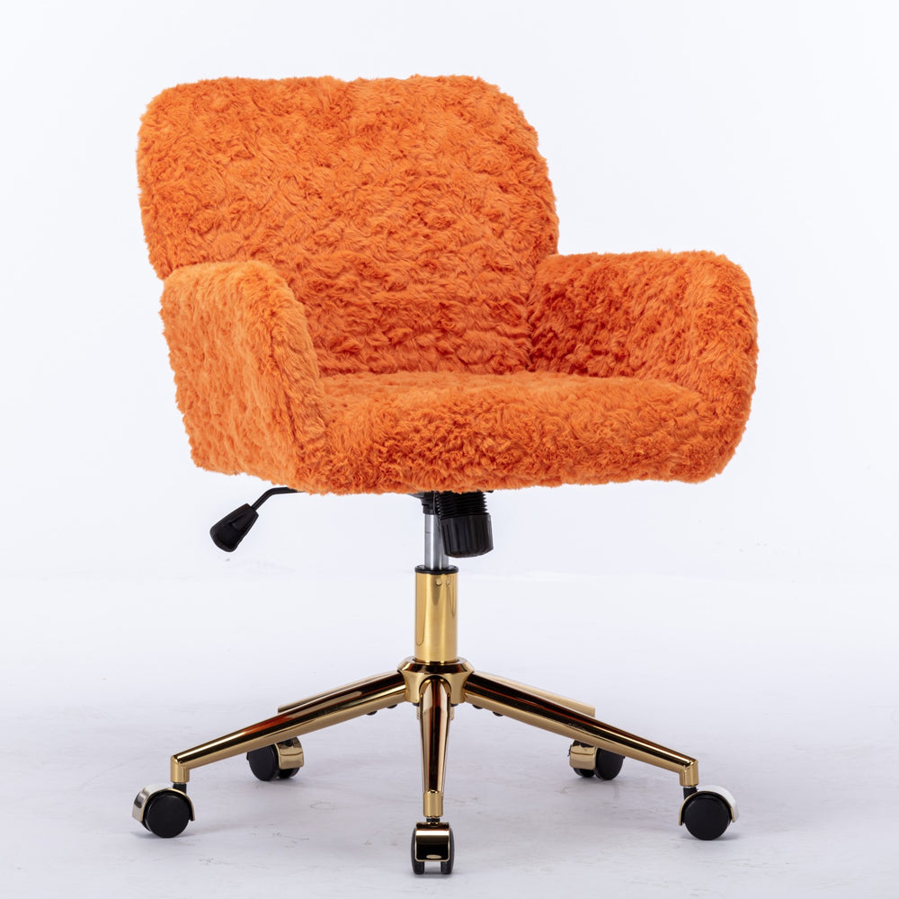 English Elm A&A Plush Alpaca Wool Office Chair with Adjustable 40° Recline, Wide Deep Seat and Sturdy 320mm Base Orange W1143P154104